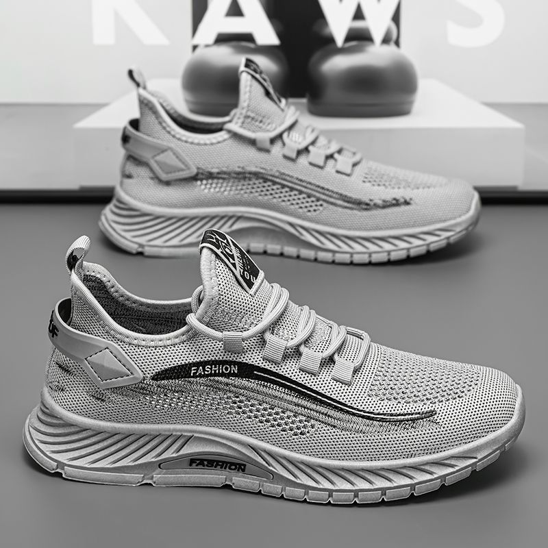 New Men's Sports Sneakers Man - Black Breathable Mesh PU Leather Shoes Viatu vya Kiume with Non-Slip Rubber Sole & Pull-on  Design for Urban Street Fashion