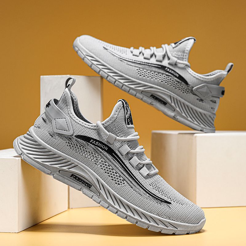 New Men's Sports Sneakers Man - Black Breathable Mesh PU Leather Shoes Viatu vya Kiume with Non-Slip Rubber Sole & Pull-on  Design for Urban Street Fashion