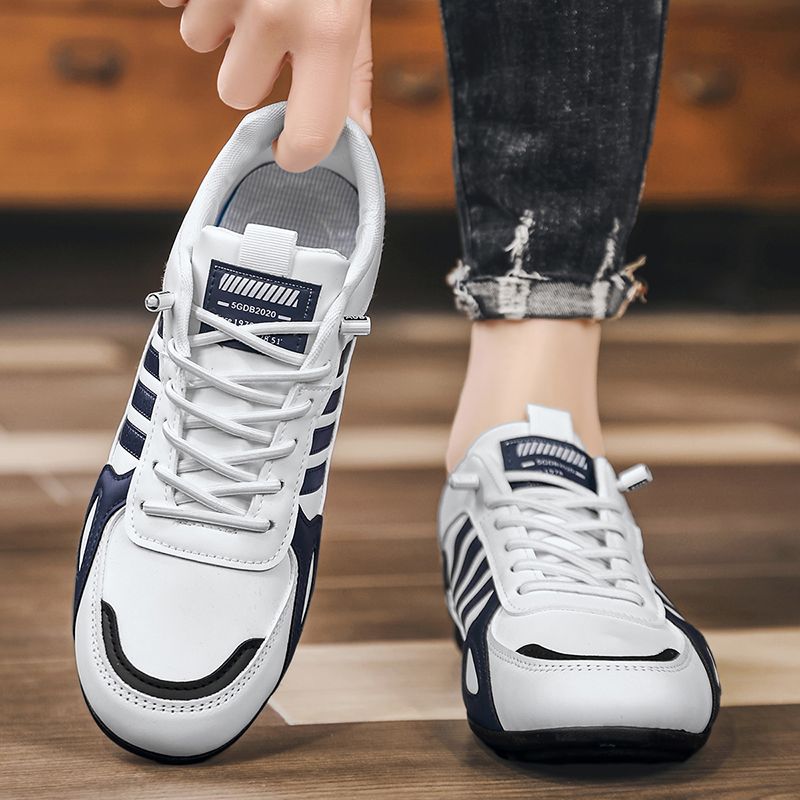 Hot Youth Men's Slip-On Sneakers Man - New Leather Look PU Casual Shoes Viatu vya Kiume with Waterproof & Non-Slip & Wear-Resistant Rubber Sole for Versatile Street Fashion