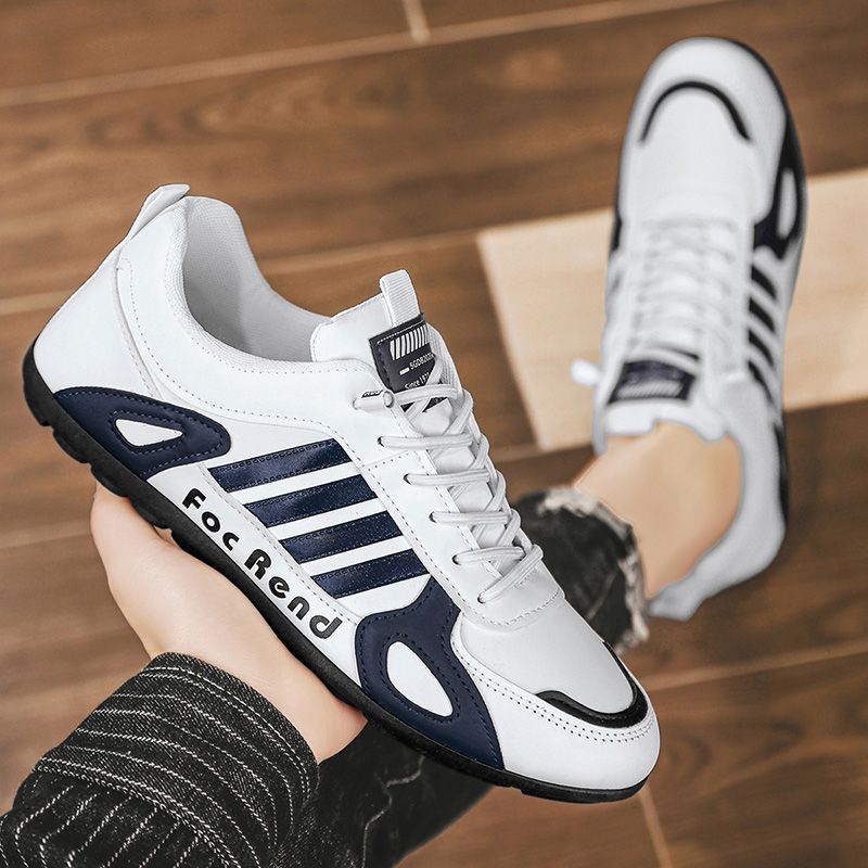 Hot Youth Men's Slip-On Sneakers Man - New Leather Look PU Casual Shoes Viatu vya Kiume with Waterproof & Non-Slip & Wear-Resistant Rubber Sole for Versatile Street Fashion