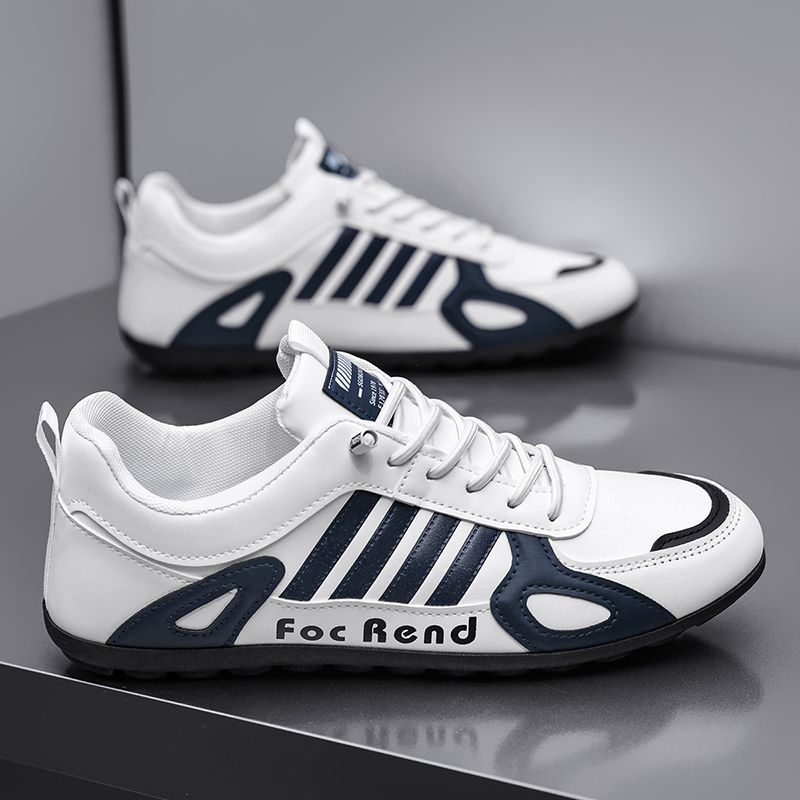 Hot Youth Men's Slip-On Sneakers Man - New Leather Look PU Casual Shoes Viatu vya Kiume with Waterproof & Non-Slip & Wear-Resistant Rubber Sole for Versatile Street Fashion