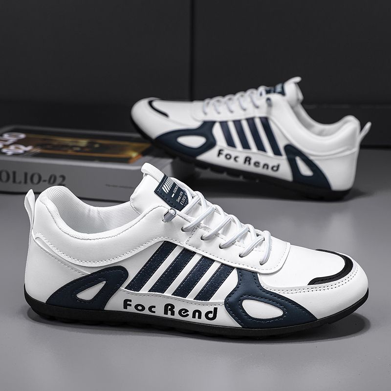 Hot Youth Men's Slip-On Sneakers Man - New Leather Look PU Casual Shoes Viatu vya Kiume with Waterproof & Non-Slip & Wear-Resistant Rubber Sole for Versatile Street Fashion