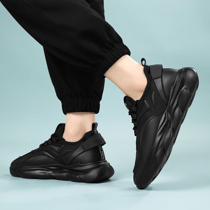 Hot Youth Men's Chunky Sports Sneakers Man - New Breathable Mesh PU Shoes Viatu vya Kiume with Non-Slip & Wear-Resistant Rubber Sole & Lace-Up for Casual Versatile Street Fashion