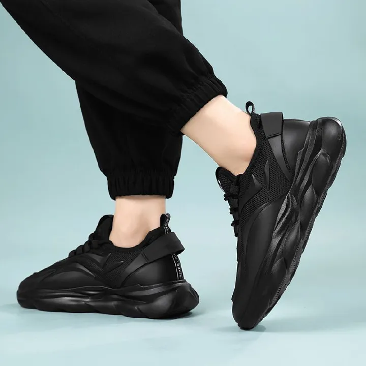 Hot Youth Men's Chunky Sports Sneakers Man - New Breathable Mesh PU Shoes Viatu vya Kiume with Non-Slip & Wear-Resistant Rubber Sole & Lace-Up for Casual Versatile Street Fashion