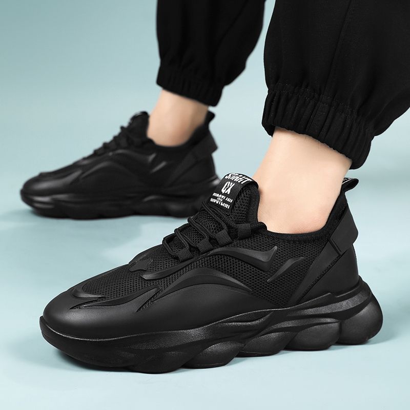 Hot Youth Men's Chunky Sports Sneakers Man - New Breathable Mesh PU Shoes Viatu vya Kiume with Non-Slip & Wear-Resistant Rubber Sole & Lace-Up for Casual Versatile Street Fashion