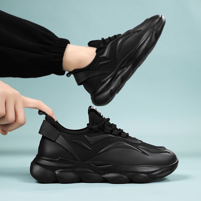 Hot Youth Men's Chunky Sports Sneakers Man - New Breathable Mesh PU Shoes Viatu vya Kiume with Non-Slip & Wear-Resistant Rubber Sole & Lace-Up for Casual Versatile Street Fashion