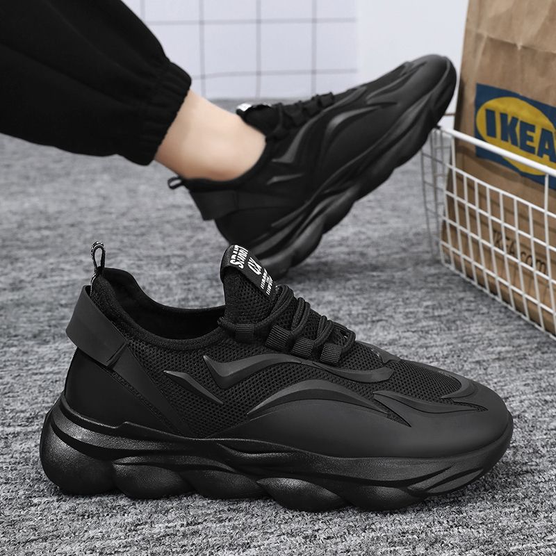 Hot Youth Men's Chunky Sports Sneakers Man - New Breathable Mesh PU Shoes Viatu vya Kiume with Non-Slip & Wear-Resistant Rubber Sole & Lace-Up for Casual Versatile Street Fashion