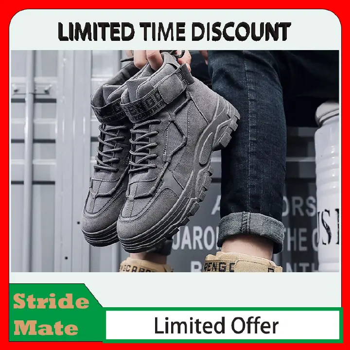 Men's High-Cut Work Boots - All-Season Fashion Ankle Boots for Outdoor & Casual Wear, Trendy Durable Safety Shoes  Anti-Slip Design (Fast delivery within 1-5 days)