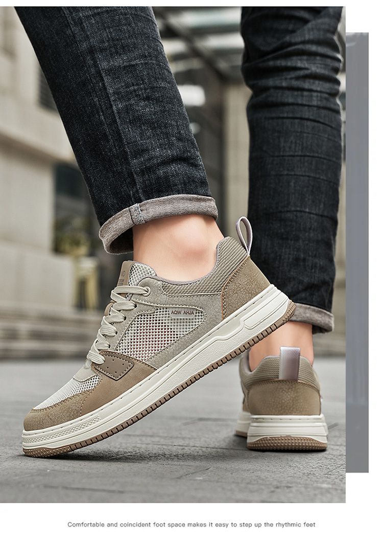Youth Men's Student Campus Sneakers Man - Trendy Sports Casual Shoes Viatu vya Kiume with Non-Slip & Wear-Resistant Rubber Sole & PU Lace-Up for Street Fashion