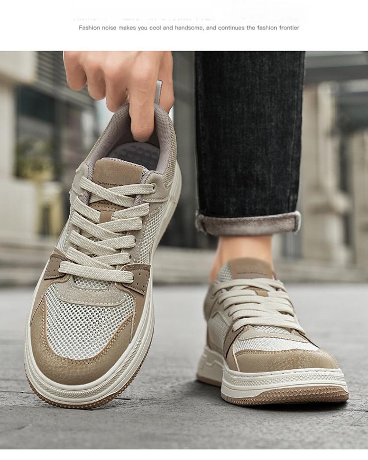 Youth Men's Student Campus Sneakers Man - Trendy Sports Casual Shoes Viatu vya Kiume with Non-Slip & Wear-Resistant Rubber Sole & PU Lace-Up for Street Fashion