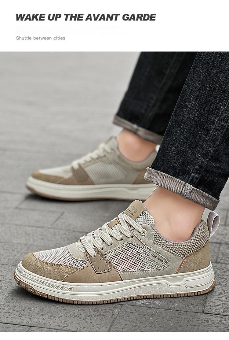 Youth Men's Student Campus Sneakers Man - Trendy Sports Casual Shoes Viatu vya Kiume with Non-Slip & Wear-Resistant Rubber Sole & PU Lace-Up for Street Fashion