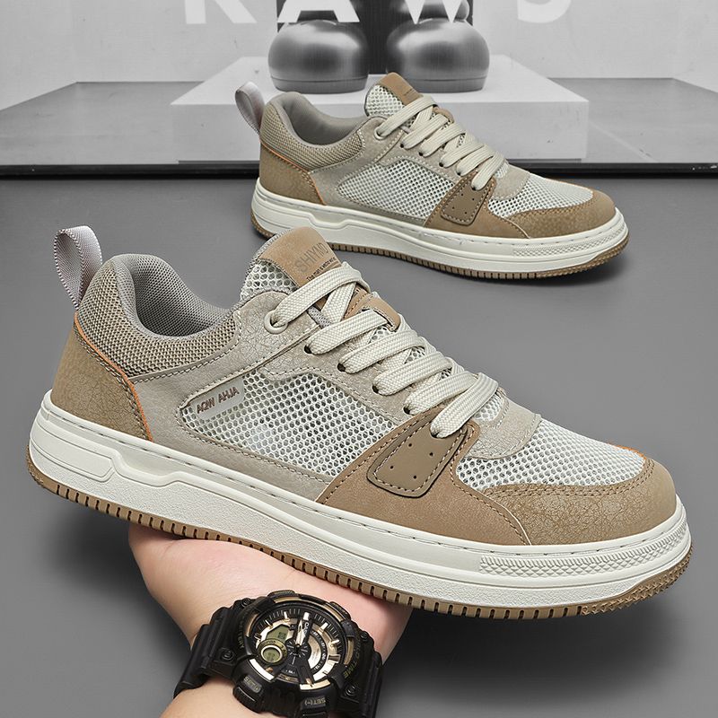 Youth Men's Student Campus Sneakers Man - Trendy Sports Casual Shoes Viatu vya Kiume with Non-Slip & Wear-Resistant Rubber Sole & PU Lace-Up for Street Fashion