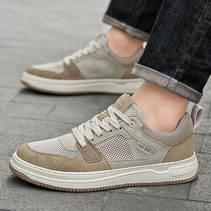 Youth Men's Student Campus Sneakers Man - Trendy Sports Casual Shoes Viatu vya Kiume with Non-Slip & Wear-Resistant Rubber Sole & PU Lace-Up for Street Fashion