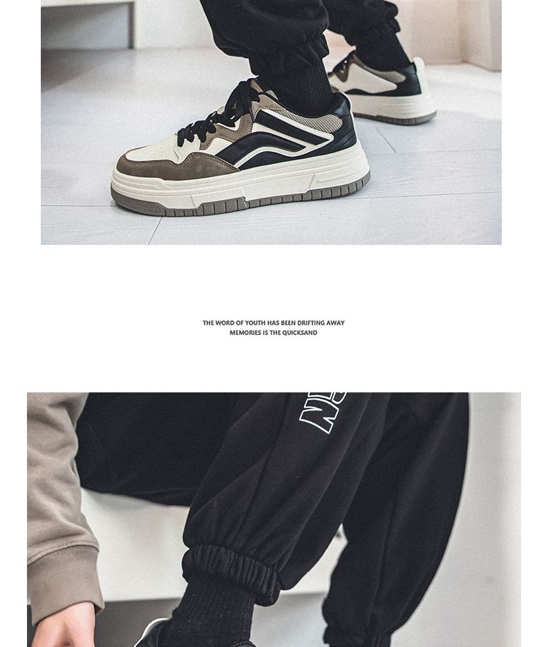 Youth Men's Student Campus Sneakers Man - Trendy Casual Sports Shoes Viatu vya Kiume with Non-Slip & Wear-Resistant Rubber Sole & PU Lace-Up for Street Fashion