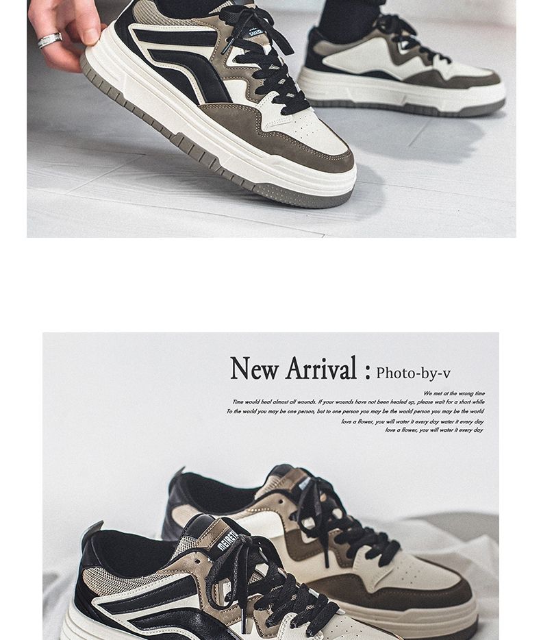 Youth Men's Student Campus Sneakers Man - Trendy Casual Sports Shoes Viatu vya Kiume with Non-Slip & Wear-Resistant Rubber Sole & PU Lace-Up for Street Fashion