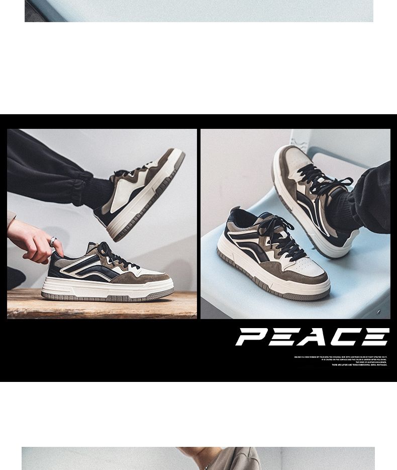 Youth Men's Student Campus Sneakers Man - Trendy Casual Sports Shoes Viatu vya Kiume with Non-Slip & Wear-Resistant Rubber Sole & PU Lace-Up for Street Fashion