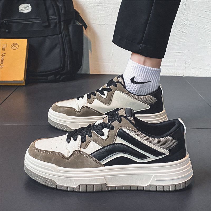 Youth Men's Student Campus Sneakers Man - Trendy Casual Sports Shoes Viatu vya Kiume with Non-Slip & Wear-Resistant Rubber Sole & PU Lace-Up for Street Fashion
