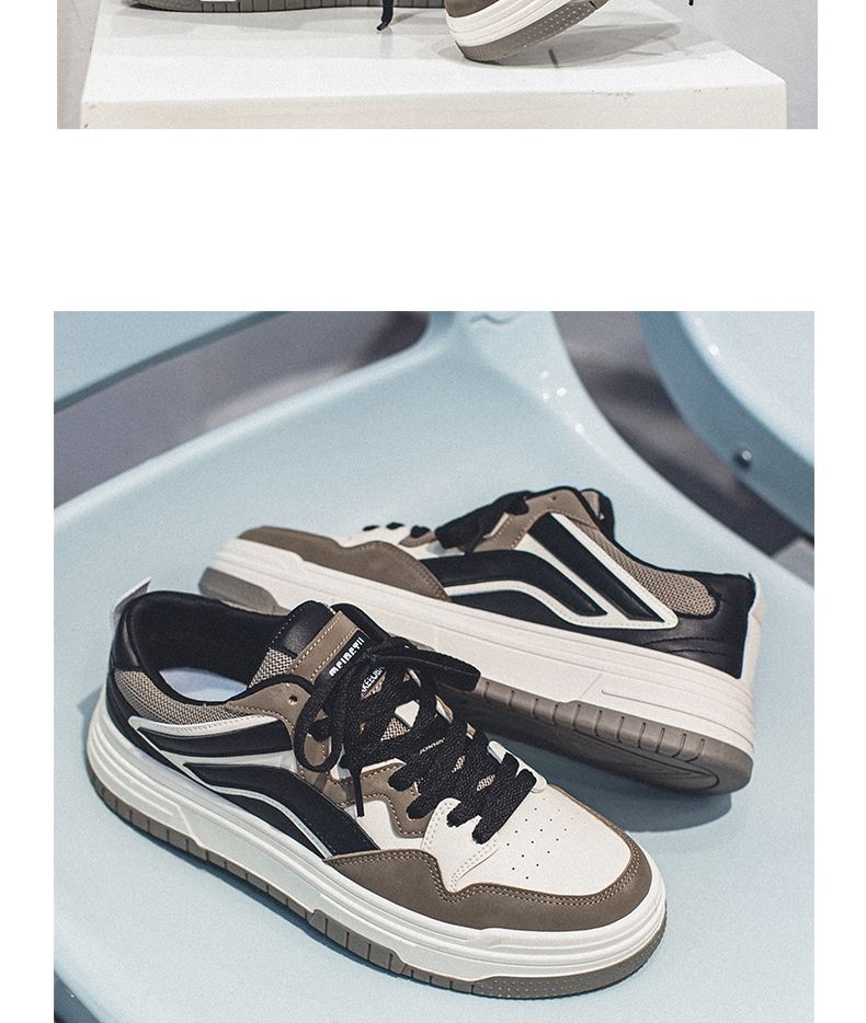 Youth Men's Student Campus Sneakers Man - Trendy Casual Sports Shoes Viatu vya Kiume with Non-Slip & Wear-Resistant Rubber Sole & PU Lace-Up for Street Fashion