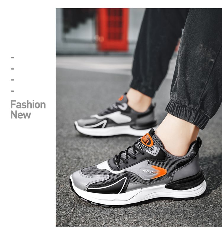 Hot Youth Men's Trendy Sports Sneakers Man - Lightweight Airflow PU Shoes Viatu vya Kiume with Non-Slip & Wear-Resistant Rubber Sole & Lace-Up for Versatile Street Fashion
