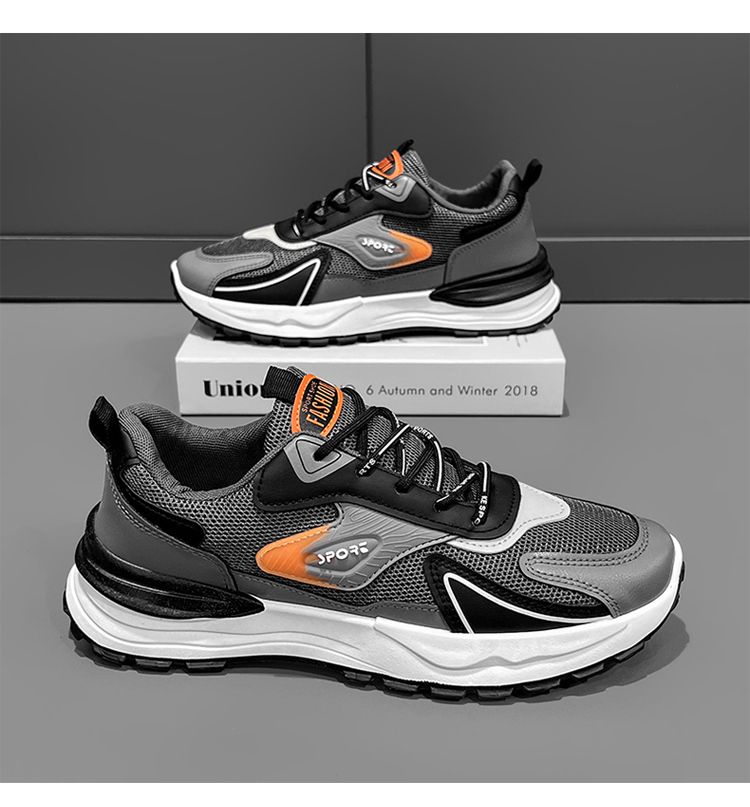 Hot Youth Men's Trendy Sports Sneakers Man - Lightweight Airflow PU Shoes Viatu vya Kiume with Non-Slip & Wear-Resistant Rubber Sole & Lace-Up for Versatile Street Fashion