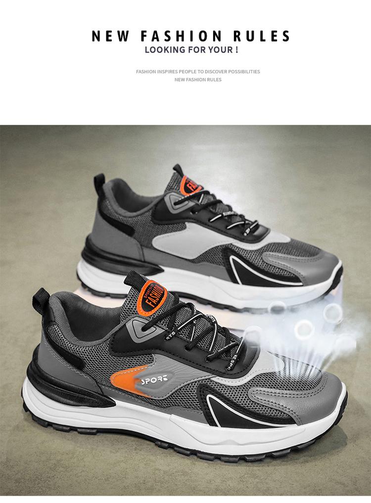 Hot Youth Men's Trendy Sports Sneakers Man - Lightweight Airflow PU Shoes Viatu vya Kiume with Non-Slip & Wear-Resistant Rubber Sole & Lace-Up for Versatile Street Fashion