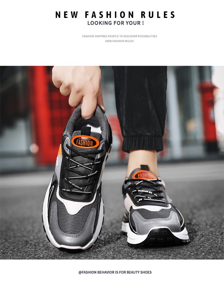 Hot Youth Men's Trendy Sports Sneakers Man - Lightweight Airflow PU Shoes Viatu vya Kiume with Non-Slip & Wear-Resistant Rubber Sole & Lace-Up for Versatile Street Fashion