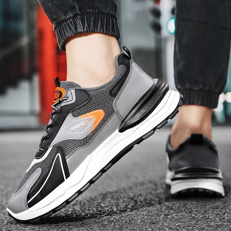 Hot Youth Men's Trendy Sports Sneakers Man - Lightweight Airflow PU Shoes Viatu vya Kiume with Non-Slip & Wear-Resistant Rubber Sole & Lace-Up for Versatile Street Fashion