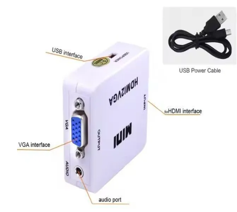 HDMI to VGA 1080P HD Audio Video Converter Adapter Box with USB Cable and 3.5mm Audio Port Cable for HDTV transfer Mini HDMI2VGA for TV computer Xbox360 PC DVD PS3 PS4