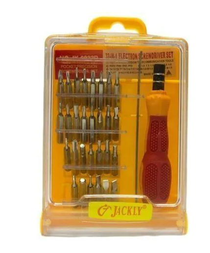 32-In-1 Precision Screwdriver Set – Silver & Yellow Repair Tool Kit