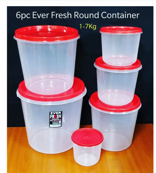 EverFresh 6-Piece Airtight Food Storage Containers – Round Plastic Kitchen Set