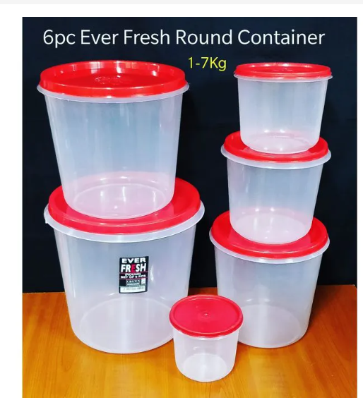 EverFresh 6-Piece Airtight Food Storage Containers – Round Plastic Kitchen Set