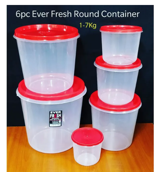 EverFresh 6-Piece Airtight Food Storage Containers – Round Plastic Kitchen Set