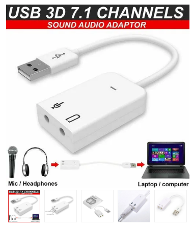 USB 7.1 Channel External Sound Card  Audio Adapter Cable