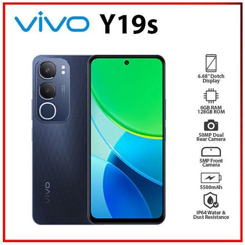 BRAND NEW VIVO Y19S 6.68" 128GB + 4GB ROM(UPTO 12GB RAM) 50MP Camera, 5000mAh Dual sim-Smartphones The Vivo Y19s sports a 6.68 inch display with a 90Hz refresh rate, offering smooth scrolling