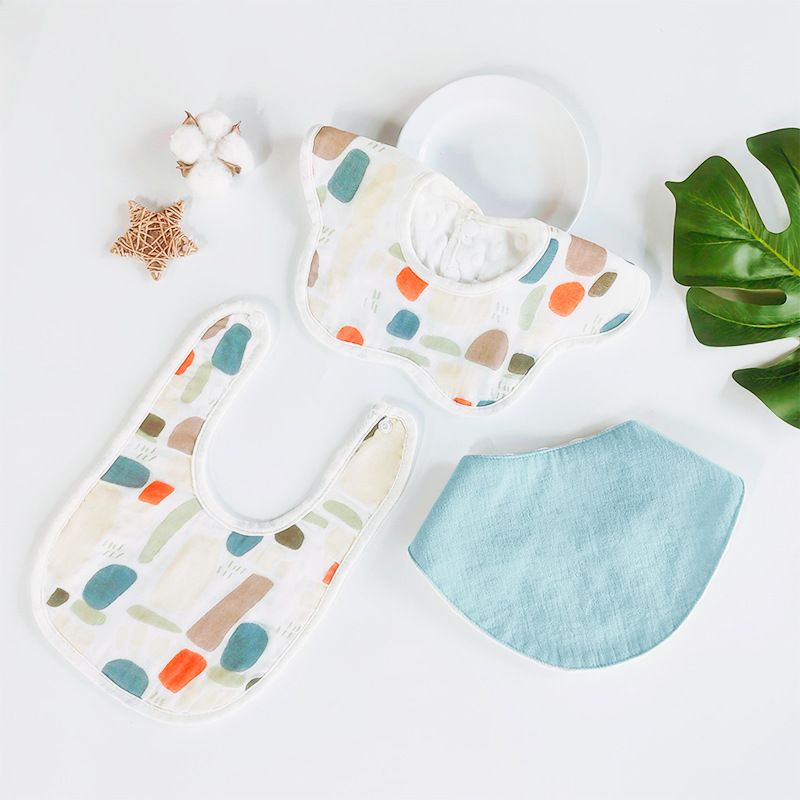 Cotton baby bib set, total 3 pcs in, soft bib for baby, bibs&burp cloths popular type for home and travel use, new born gift for girl/boy