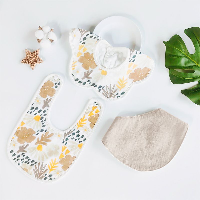Cotton baby bib set, total 3 pcs in, soft bib for baby, bibs&burp cloths popular type for home and travel use, new born gift for girl/boy