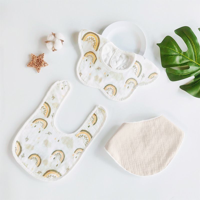 Cotton baby bib set, total 3 pcs in, soft bib for baby, bibs&burp cloths popular type for home and travel use, new born gift for girl/boy