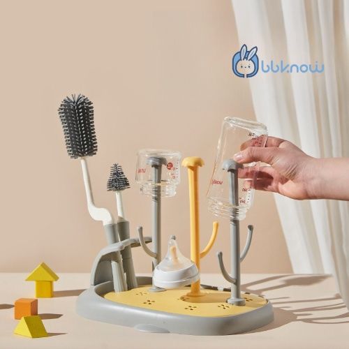 Baby bottle drain rack set, baby products bottle-feeding brush, rack+brush set, food grad material