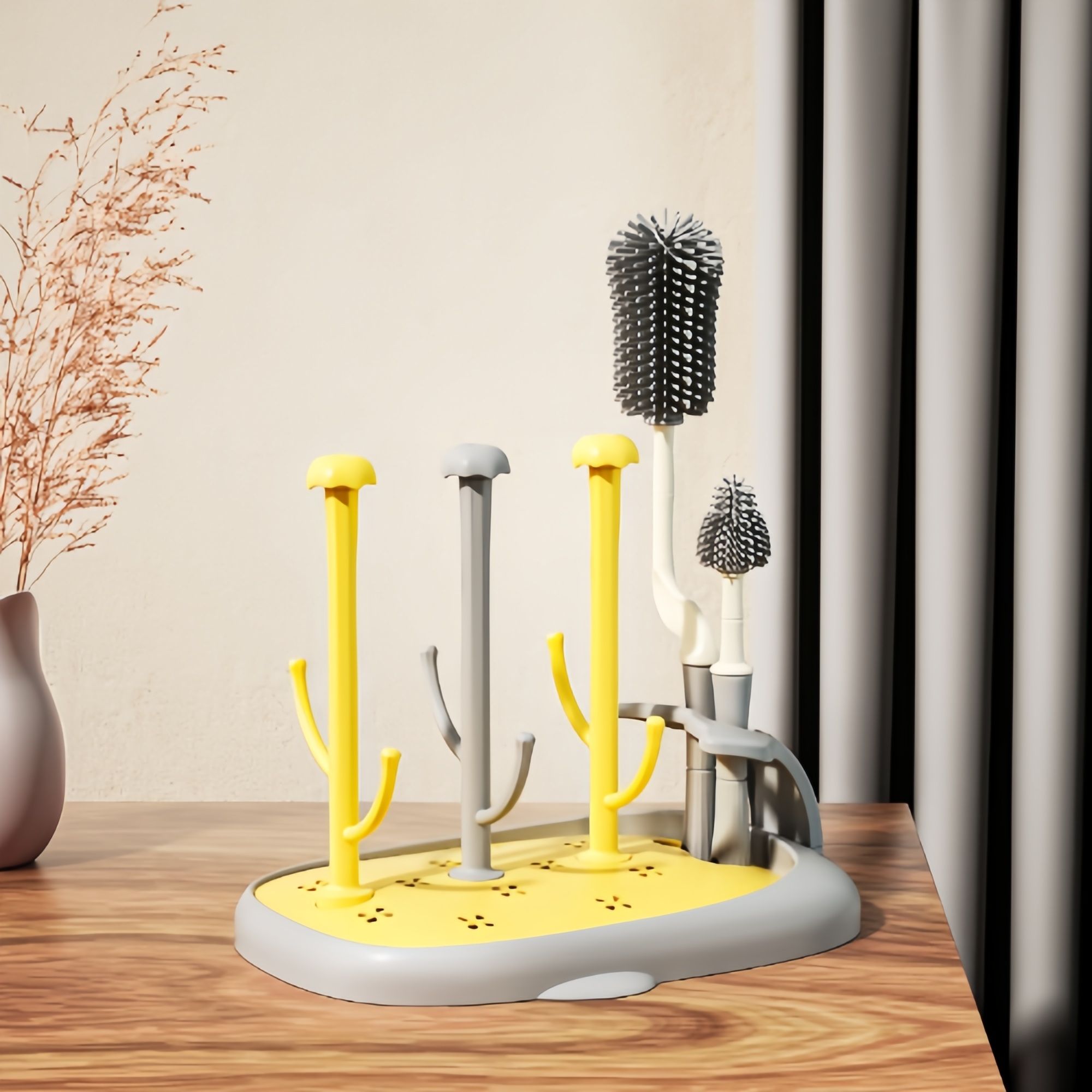 Baby bottle drain rack set, baby products bottle-feeding brush, rack+brush set, food grad material
