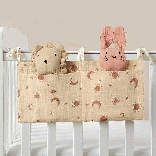 Crib storage bag, diaper storage bag, diaper bag, storage bag of diaper, baby toy storage bag with crib, cotton fabric bag for baby, 2 pcs in bag