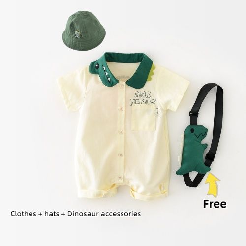 2025 new design boy cloth short sleeve, Dinosaur onesies summer style, with free dinosaur accessory, one set ready for your seletion, cotton cloth for baby boy