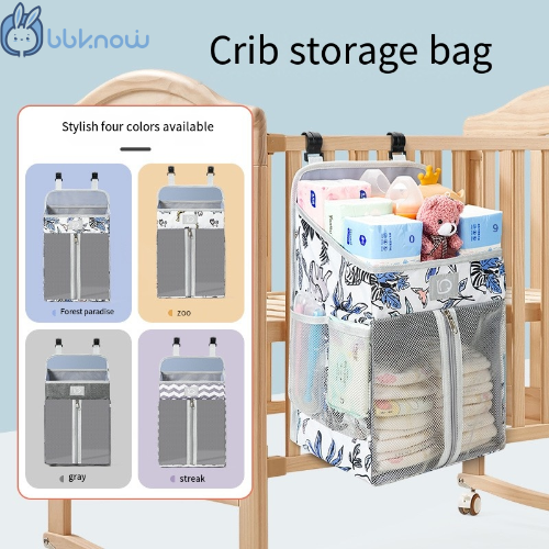 Crib can be hung stroller hanging bag foldable Oxford cloth diaper hanging bag can be hung baby cot, PVC board inside