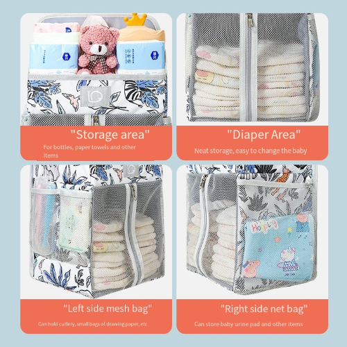 Crib can be hung stroller hanging bag foldable Oxford cloth diaper hanging bag can be hung baby cot, PVC board inside