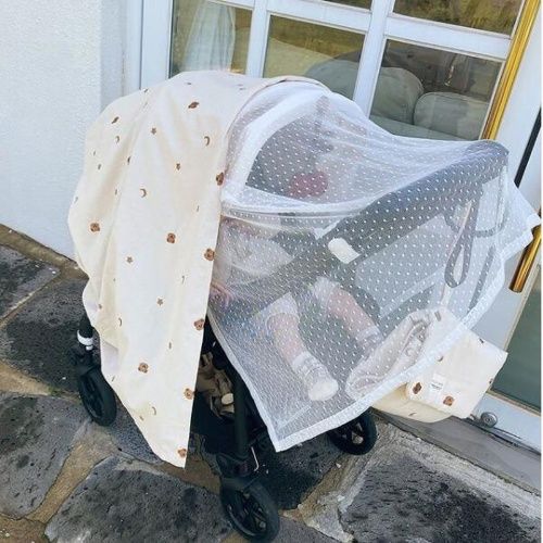 ins, embroidery mesh+printing, baby stroller mosquito net, anti-mosquito net, full cover breathable cover, necessary dust cover for babies to go out, pure cotton + high quality embroidery net