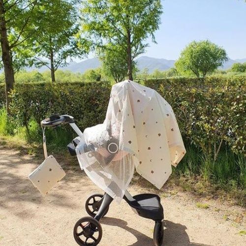 ins, embroidery mesh+printing, baby stroller mosquito net, anti-mosquito net, full cover breathable cover, necessary dust cover for babies to go out, pure cotton + high quality embroidery net