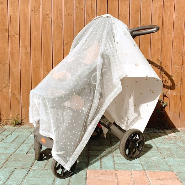 ins, embroidery mesh+printing, baby stroller mosquito net, anti-mosquito net, full cover breathable cover, necessary dust cover for babies to go out, pure cotton + high quality embroidery net