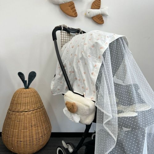 ins, embroidery mesh+printing, baby stroller mosquito net, anti-mosquito net, full cover breathable cover, necessary dust cover for babies to go out, pure cotton + high quality embroidery net