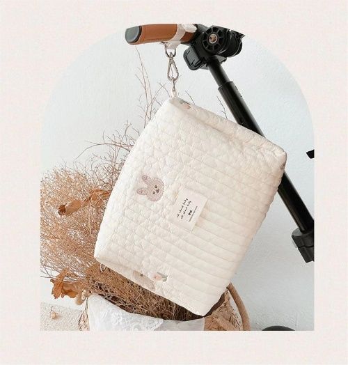 INS, popular design Embroidery stroller bag, Baby stroller bag, multi-functional bear mommy bag, baby walking magic tool, accessory storage bag for travel gear