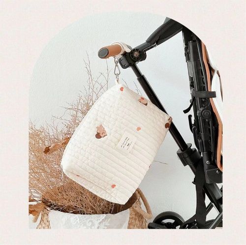 INS, popular design Embroidery stroller bag, Baby stroller bag, multi-functional bear mommy bag, baby walking magic tool, accessory storage bag for travel gear