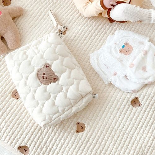 INS, popular design Embroidery stroller bag, Baby stroller bag, multi-functional bear mommy bag, baby walking magic tool, accessory storage bag for travel gear